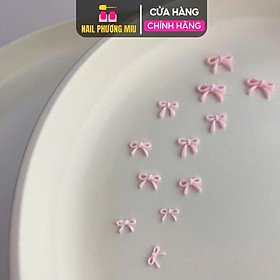 Set 50 Nơ Thắt Nhựa Mix Màu Hồng Pastel Siêu Xinh, Nơ Đỏ, Trắng Size Mini Gắn Trang Trí Móng Làm Nail Kiểu Hàn Quốc Nữ Women
