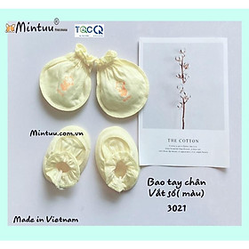 Bao tay chân sơ sinh vắt sổ cổ thun thương hiệu Mintuu, chất liệu cotton 100