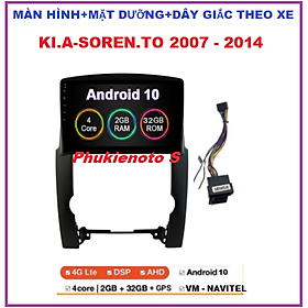 Bộ Màn hình ô tô KI.A SOREN-TO đời 2007-2014 lắp sim 4G-kết nối wifi ram2G-rom32G có TIẾNG VIỆT, Màn hình DVD androi lắp chung nhiều dòng xe,xem camera, youtobe...màn hình ô tô giá rẻ,đầu dvd xe hơi-Dvd oto, màn hình dvd ô tô KÈM MẶT DƯỠNG.