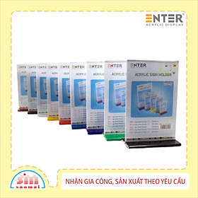 Kệ mica 2 mặt Enter E08-U LR 120x180mm đế lùa uốn bằng