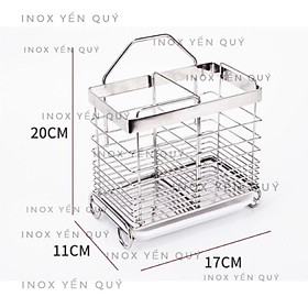 ống đũa inox 304 đặt bàn có khay nước tặng kèm miếng dán