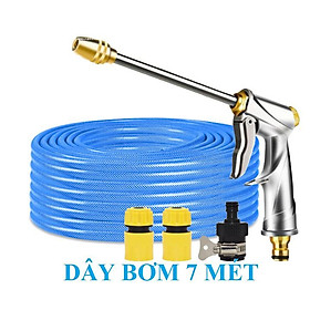 Mua Bộ dây vòi xịt nước rửa xe  tưới cây . tăng áp 3 lần  loại 7m  10m 206701-2 đầu đồng cút+ tặng mở chai