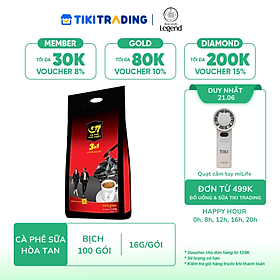 Trung Nguyên Legend - Cà phê sữa hòa tan G7 3in1 - Bịch 100 sticks x 16gr (gói dài)
