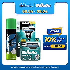 Dao Cạo Râu Gillette Mach3 Classic Cùng Bộ 3 Lưỡi Dao Thay Thế Và Bọt Cạo Râu Hương Chanh Chai 75G