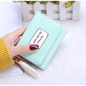 Bóp ví nữ đựng tiền mini gấp 3 bỏ túi giá siêu rẻ, da PU mềm mại, nhiều ngăn chứa thẻ ATM và tiền tiện dụng nhỏ gọn Tua Rua Mini Clutch Kiểu Dáng Hàn Quốc
