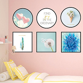 Decal trang trí chất liệu PVC loại 1 dày dặn, sắc nét, trang trí phòng khách, quán cafe-Khung ảnh xanh-LV30