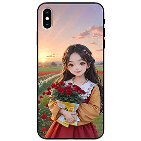 Ốp lưng cho IPhone X - Xs - Xs Max - Xr - 11 - 11 Pro Max - Thiếu Nữ Cầm Hoa Hồng - Hàng Chính Hãng