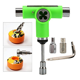 All-in-One Skate Tools Multi-Function Portable Skateboard T Tool Accessory with Allen Key & L-Type Phillips Head Wrench Screwdriver