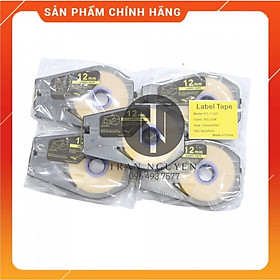 [Combo 5 cuộn] Nhãn in Canon PT-1112y - Đen nền vàng - 12mm x 30m - Hàng nhập khẩu