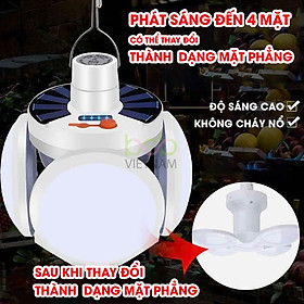 Đèn Led Tích Điện Năng Lượng Mặt Trời 4 Cánh 40w Hiển Thị Dung Lượng Pin