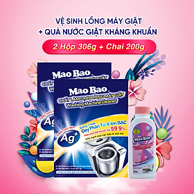 Combo 2 Hộp Vệ Sinh Lồng Giặt Mao Bảo Ag+ 306g - Tặng 1 chai Nước Giặt Kháng Khuẩn Mao Bao 200g