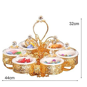Mua Khay đựng ô mai - mứt tết phong cách Vintage Hoàng Kim Cao Cấp 2023 5 hũ Xoay 360 Độ