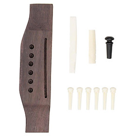Guitar Bone Saddle Nut Ebony Bridge & Endpin Bridge Pins for Acoustic Guitar