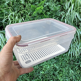Mua (Hàng cao cấp) Combo 2 hộp nhựa chữ nhật bảo quản thực phẩm Hàn Quốc (Full size) - Có khóa nắp 4 chiều zoong silicon chống tràn  phên chống ẩm