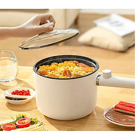 Nồi lẩu điện mini đa năng công suất 600W dung tích 1.5chống dính ca nấu mì nồi hấp trứng