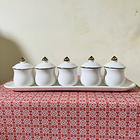 Mua Chum nước  áng nước sứ hoạ tiết đá hoa cương có nắp 2 loại 3 ly và 5 ly – Trắng