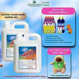 COMBO 2 CAN Nước tẩy quần áo màu đánh bay vết bẩn AXO 5 Lít Tiết Kiệm - Hương Thanh Khiết
