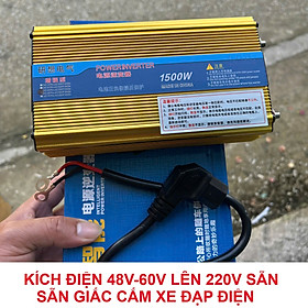Kích điện xe đạp điện 48V 60V lên 220V – sẵn giắc xe Chạy quạt, đèn khi mất điện
