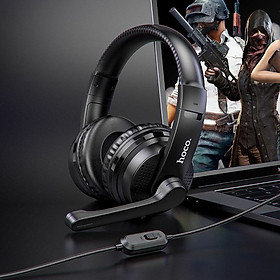 Tai nghe chụp đầu GAMING HOCO W102 - jack 3.5 Có Micro, Dây Chống Đứt, Dùng Được Cho Máy Tính Và Điện Thoại Đẹp Hay Bền-Hàng Chính Hãng