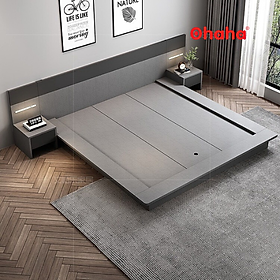 Mua Giường Ngủ Hiện Đại Kiểu Nhật Kèm Tủ Đầu Giường Và Đèn Led - GB001