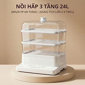 Nồi hấp hơi nước 3 tầng 24L Mishio MK384 800W - Hàng chính hãng