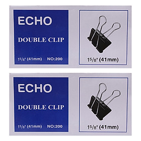 Bộ 2 Hộp Kẹp Bướm Echo (41mm) - Đen ( 12 Kẹp/Hộp)