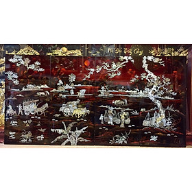 Mua Tranh sơn mài khảm trai Đồng Quê  Ngư Tiều Canh mục ( 60x120cm )