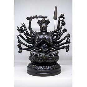 Tượng Phật Bà nhiều tay ngồi tòa sen bằng đá cao 29cm