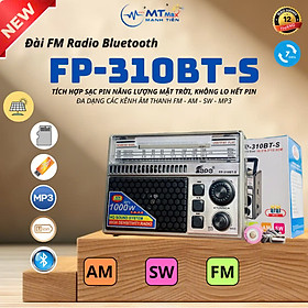 Mua Đài FM Radio Bluetooth FP-310BT-S: Kết Nối Âm Thanh Tuyệt Vời - Sạc Năng Lượng Mặt trời  Đài FM  AM  SW  MUSIC - Thiết Kế Cổ Điển Sang Trọng  Ăng-Ten Bắt Sóng Mạnh  Hỗ Trợ Cắm USB - Thẻ Nhớ . HÀNG CHÍNH HÃNG