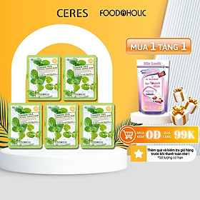 Combo 5 Mặt Nạ 3D Foodaholic Natural Essence Mask Green Tea (Trà Xanh) Dưỡng Da 23g/Miếng