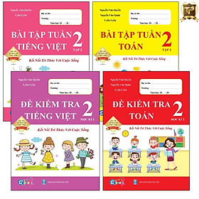Hình ảnh Sách - Combo Bài Tập Tuần và Đề Kiểm Tra lớp 2 kết nối - Toán và Tiếng Việt Học kì 2 (4 cuốn)