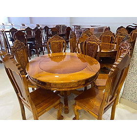 Bàn ăn tròn 8 ghế gỗ tràm hàng đẹp -Bộ bàn ăn 8 ghế cao cấp (FREESHIP 70 KM )