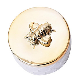 Bee Honeycomb Embossed Ceramic Trinkets Box with Lid  Showcase