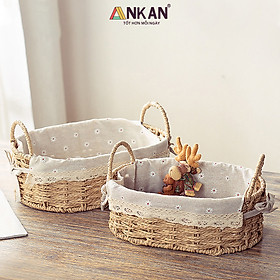 Mua Giỏ Đựng Đồ Ăn Vặt Có Quai Hình Bầu Dục Lót Vải Hoa – Sợi Giấy Cán Mỏng Nhẹ Bền  Dễ Vệ Sinh