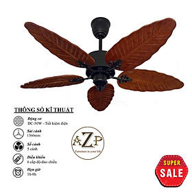 Mua Siêu Sales QUẠT TRẦN AZP- 5 CÁNH GỖ  CÔNG XUẤT 50W  CÓ REMOTE- Hàng Nhập Khẩu
