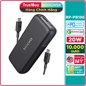 Trang Tổng Hợp Sản Phẩm Sale HOT Online Pin Sạc Dự Phòng Nhỏ Gọn RAVPower 10000mAh Quick Charge 3.0 + PD 20W, In/Out Type-C - RP-PB186 - Hàng...