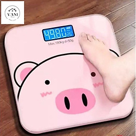 Cân sức khỏe điện tử hình heo hồng, cân tối đa 180kg Cây cân kí điện tử hình thú cute