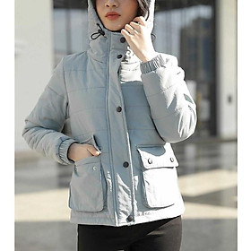 Áo phao nữ bassic dáng ngắn có mũ , tay chun , may theo tiêu chuẩn xuất khẩu, hàng thiết kế cao cấp TK Fashion - 3L K117