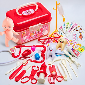 Bộ đồ chơi bác sĩ cho bé 33 chi tiết bổ ích thú vị bằng nhựa nguyên sinh ABS cao cấp an toàn cho bé - DC043