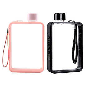 2pcs Fashion Memo Book Bottle Sports Travel School Flat Kettle BPA-free