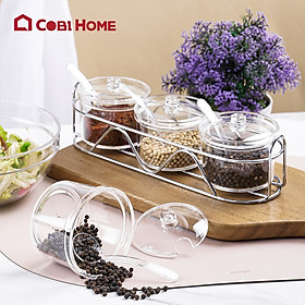 Mua hũ đựng gia vị  lọ đựng gia vị bằng nhựa màu trắng trong cao cấp 376042/376043/376044. Nhâp khẩu phân phối chính hãng cobi home