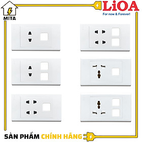 Hình ảnh Mặt Ổ Cắm Điện Âm Tường + Lỗ Vuông LiOA - Lắp Âm Tường Hoặc Lắp Nổi