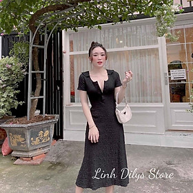 Đầm Dáng Xòe form Dài 3 Màu Siêu Xinh Váy Xòe Cổ chữ V Linh Dilys Store