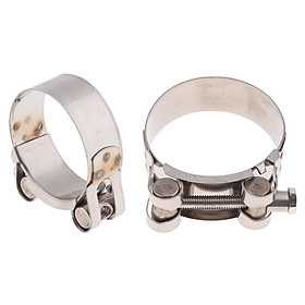 48-51mm/52-55mm Stainless Steel Motorcycle Exhaust Pipe Clamp Muffler Silver