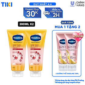 Combo 2 Serum chống nắng cơ thể Vaseline 50x bảo vệ da với SPF 50+ PA++++ giúp da sáng hơn gấp 2X 300ml