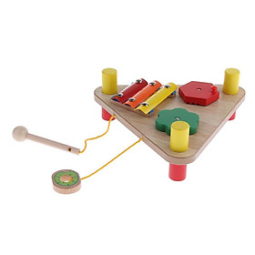 Wooden Percussion Instrument with Xylophone Clapper Drumsticks for Kids Toy