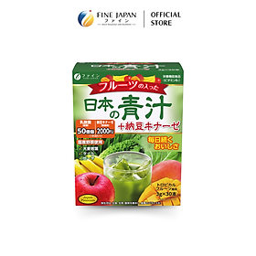 Hình ảnh Bột rau xanh Japanese Fruit & Natto Kinase FINE JAPAN bổ sung chất xơ và điều hoà huyết áp hộp 30 thanh