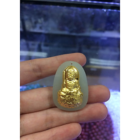 Phật Bản Mệnh Văn Thù Bồ Tát ngọc Nephrite mạ vàng 24K