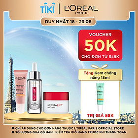 Bộ dưỡng da trắng sáng ẩm mượt và chống nắng L'Oreal Paris