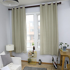 Mua Rèm cửa sổ  rèm vải vintage MARYTEXCO trang trí nhà cửa  làm dịu nhẹ ánh sáng tự nhiên  rèm ore hoàn thiện tặng kèm dây buộc rèm vintage - họa tiết CARO XÁM R-D06 (Giao hàng cho vận chuyển trong 8h làm việc)